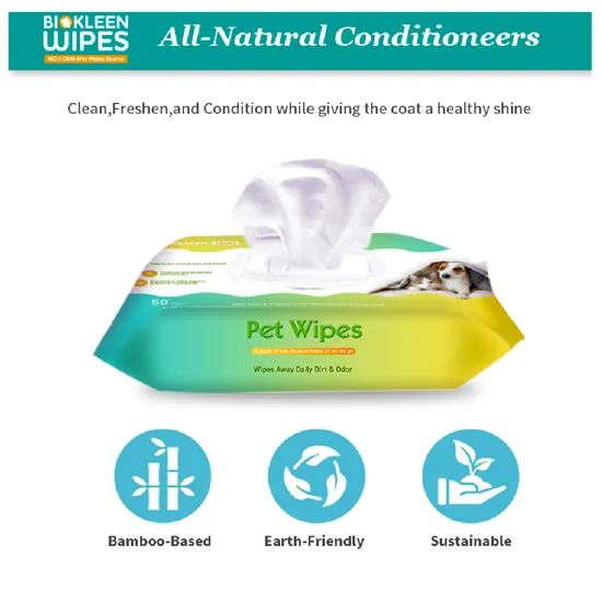 Biokleen Portátil Biodegradável Antibacteriano Cão Pet Grooming Toalhetes Puros e Naturais para Olhos de Animais de Estimação