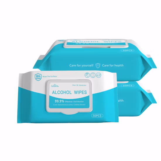 Toalhetes de álcool 75% para adultos com toalhetes desinfetantes EPA para toalhetes húmidos de esterilização para adultos com FDA (50 PCS)